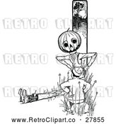 Vector Clip Art of a Retro Pumpkin Character Talking to a Boy by Prawny Vintage