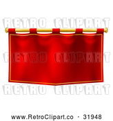 Vector Clip Art of a Retro Red Banner with Gold Rod by AtStockIllustration