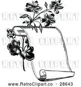 Vector Clip Art of a Retro Scroll Beside Flowers by Prawny Vintage