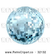 Vector Clip Art of a Retro Sparkly Blue Disco Mirror Ball by AtStockIllustration