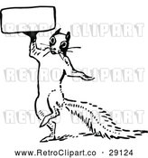 Vector Clip Art of a Retro Squirrel Holding a Sign by Prawny Vintage
