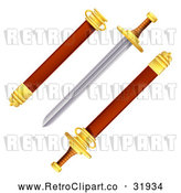 Vector Clip Art of a Retro Sword with Scabbard by AtStockIllustration