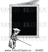 Vector Clip Art of a Retro Teacher in Front of a Blank Blackboard by Prawny Vintage