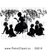 Vector Clip Art of a Retro Teacher Teacing Students Under a Tree by Prawny Vintage