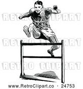Vector Clip Art of a Retro Track Athlete Leaping Hurdle by Prawny Vintage