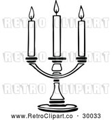 Vector Clip Art of a Retro Triple Candle Holder by Prawny Vintage