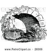 Vector Clip Art of a Retro Tunnel and Sailboat by Prawny Vintage