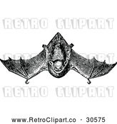 Vector Clip Art of a Retro Vampire Bat Flying by Prawny Vintage