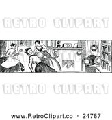 Vector Clip Art of a Retro Woman Fainting in Black and White by Prawny Vintage
