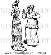 Vector Clip Art of a Retro Woman Talking to a Sad Young Lady by Prawny Vintage