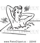 Vector Clip Art of a Retro Young Lady Relaxing in a Hot Bubble Bath by BestVector