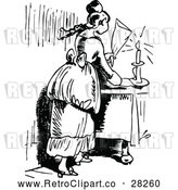 Vector Clip Art of a Retro Young Lady Snuffing out a Candle by Prawny Vintage