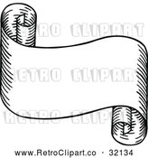 Vector Clip Art of a Short Retro Scroll Banner by AtStockIllustration