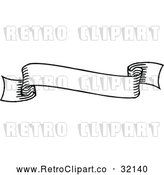 Vector Clip Art of a Small Blank Retro Black and White Scroll Banner by AtStockIllustration