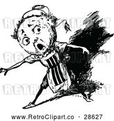 Vector Clip Art of a Worried Retro Clock Man Running by Prawny Vintage