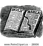 Vector Clip Art of an Open Retro Holy Bible by Prawny Vintage