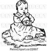 Vector Clip Art of Baby Girl by Prawny Vintage