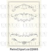 Vector Clip Art of Beige Wedding Invitation with Swirls by BestVector