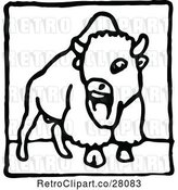 Vector Clip Art of Bison Icon by Prawny Vintage
