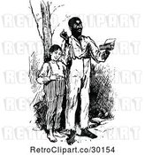 Vector Clip Art of Black Guy Reading with a Boy by Prawny Vintage