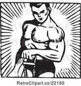 Vector Clip Art of Bodybuilder Lifting with One Arm by BestVector