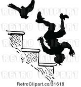 Vector Clip Art of Boot Kicking a Guy down Stairs by Prawny Vintage