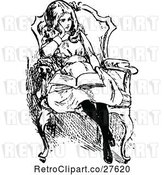 Vector Clip Art of Bord Girl Sitting with a Book by Prawny Vintage