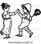 Vector Clip Art of Boy and Girl Holding Hands by Prawny Vintage