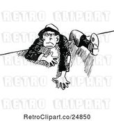 Vector Clip Art of Boy Climbing over a Wall by Prawny Vintage