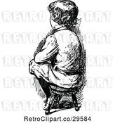 Vector Clip Art of Boy Sitting on a Stool by Prawny Vintage