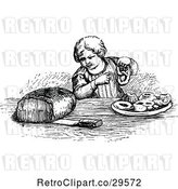 Vector Clip Art of Boy with Bread Pastries and a Pretzel by Prawny Vintage