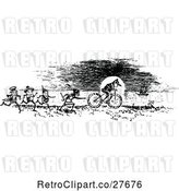 Vector Clip Art of Boys Running After a Bike by Prawny Vintage