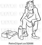 Vector Clip Art of Cartoon Bored Guy Eating His Lunch by Picsburg