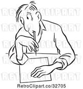 Vector Clip Art of Cartoon Guy Glancing to Cheat on a Test by Picsburg