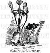 Vector Clip Art of Coal Bucket and Fireplace Tools by Prawny Vintage