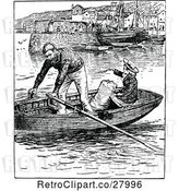 Vector Clip Art of Couple in a Row Boat by Prawny Vintage