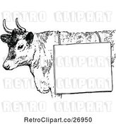 Vector Clip Art of Cow with a Sign by Prawny Vintage