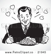 Vector Clip Art of Dinnertime Plate Retro Man by BestVector