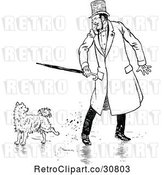Vector Clip Art of Dog Annoying a Guy by Prawny Vintage