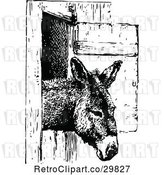 Vector Clip Art of Donkey in a Stall by Prawny Vintage