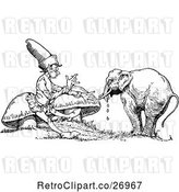 Vector Clip Art of Dwarf and Crying Elephant by Prawny Vintage