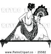 Vector Clip Art of Elegant Lady with a Fan by Prawny Vintage
