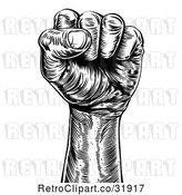 Vector Clip Art of Engraved Propaganda Fist by AtStockIllustration