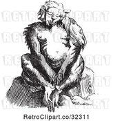 Vector Clip Art of Fantasy Ape Creature Sitting by Picsburg