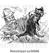 Vector Clip Art of Firefighter Saving a Cat by Prawny Vintage