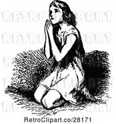 Vector Clip Art of Girl Kneeling in Prayer by Prawny Vintage