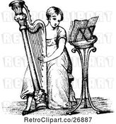 Vector Clip Art of Girl Playing a Harp by Prawny Vintage