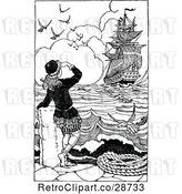Vector Clip Art of Girl Watching a Ship by Prawny Vintage