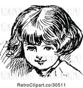Vector Clip Art of Girls Face 3 by Prawny Vintage