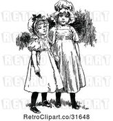 Vector Clip Art of Girls Holding Hands by Prawny Vintage